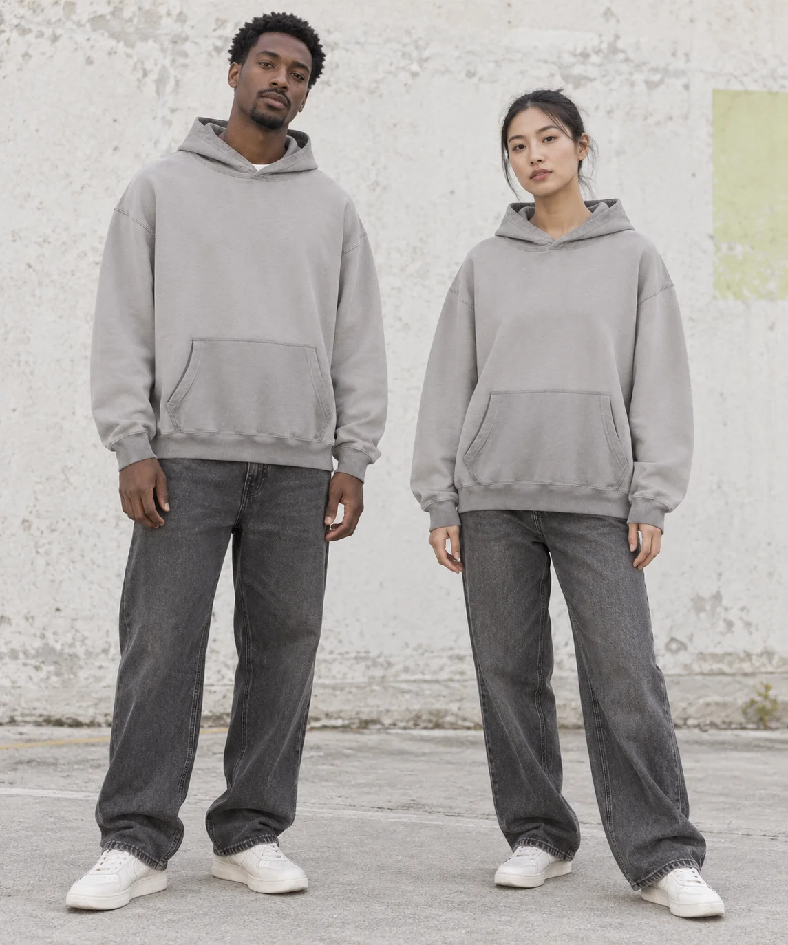 Washed contrast-panel hoodie · Unisex styling
