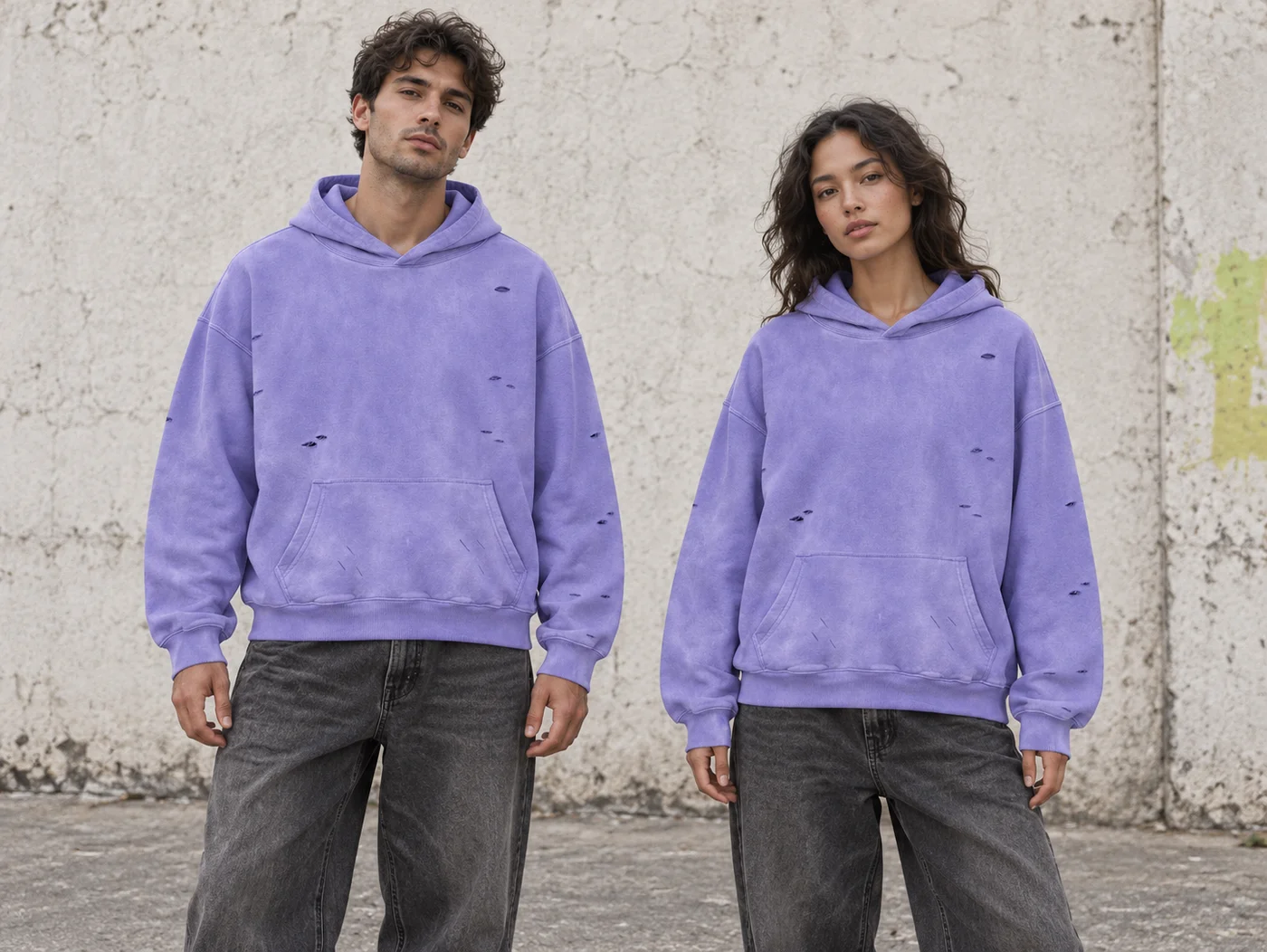 Distressed washed pullover hoodie · Unisex styling