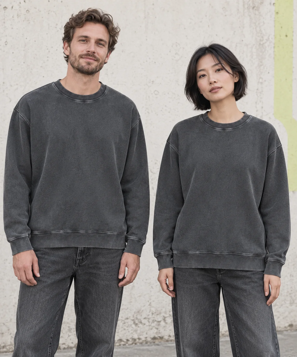 Washed relaxed crew-neck sweatshirt · Unisex styling