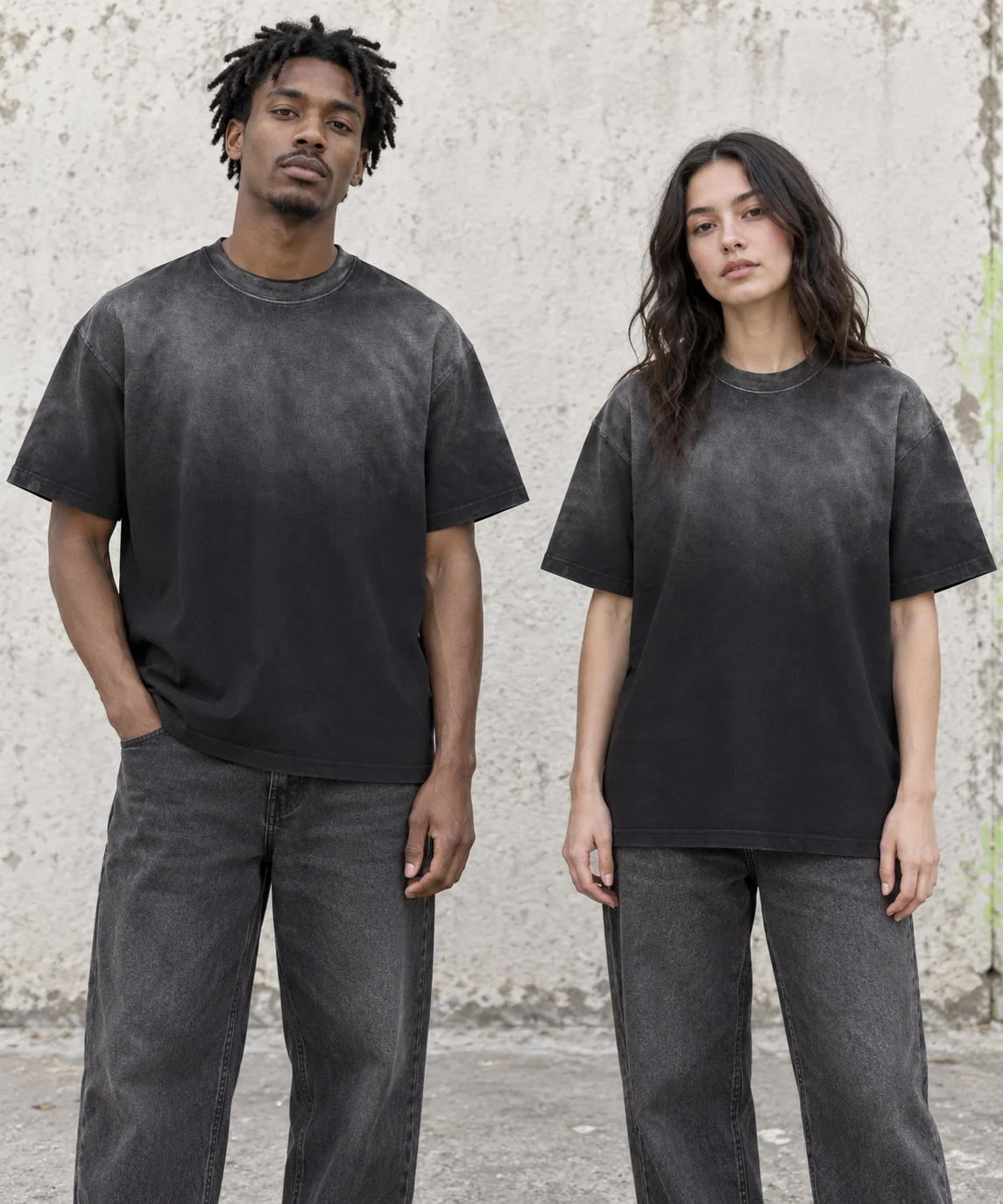 Gradient-wash relaxed crew-neck tee · Unisex styling