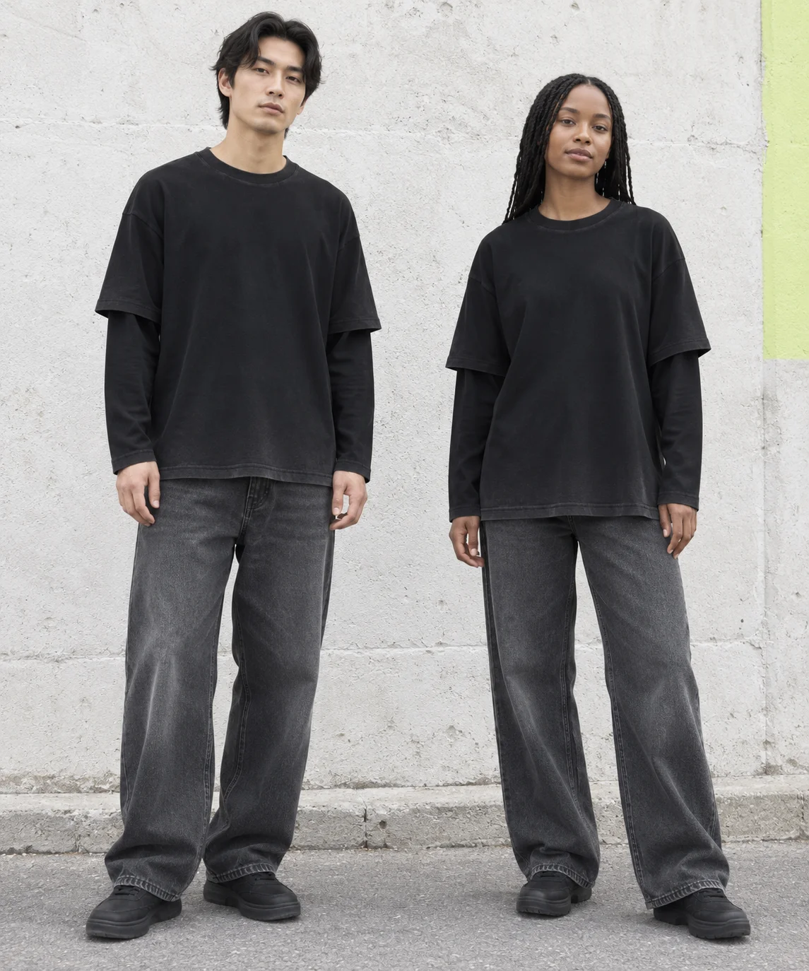 Washed layered sleeve tee · Unisex styling