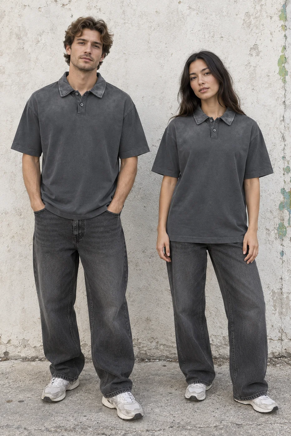Gradient-wash relaxed polo shirt · Unisex styling