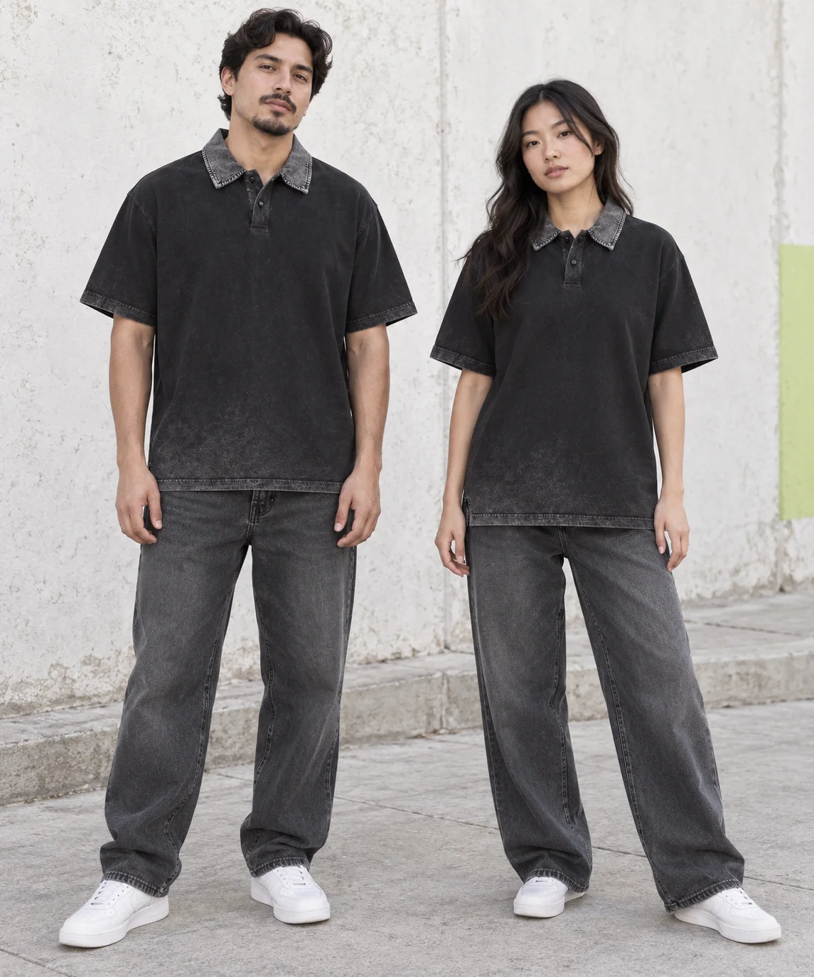 Washed relaxed polo tee · Unisex styling