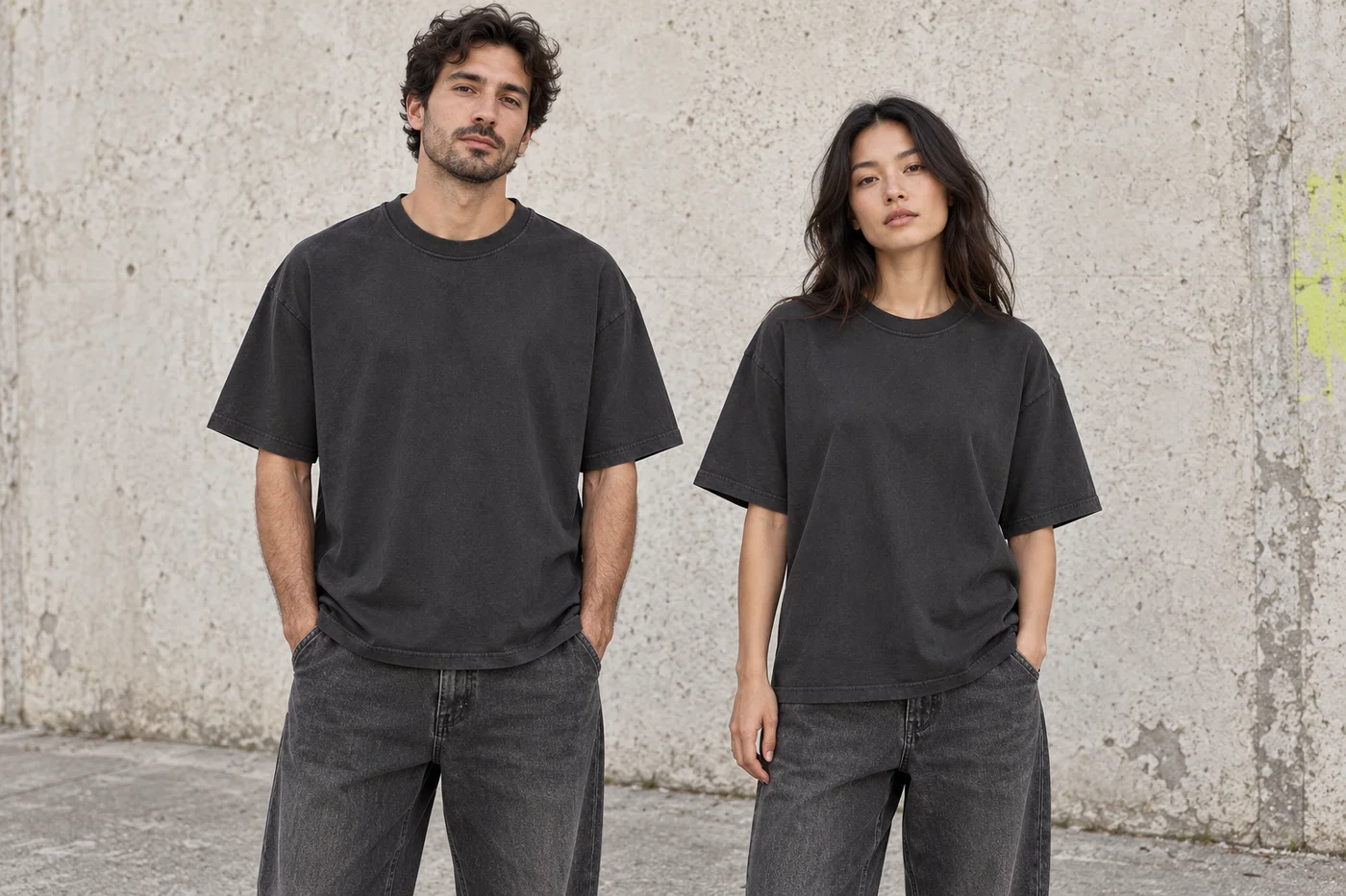 Washed relaxed crew-neck tee · Unisex styling